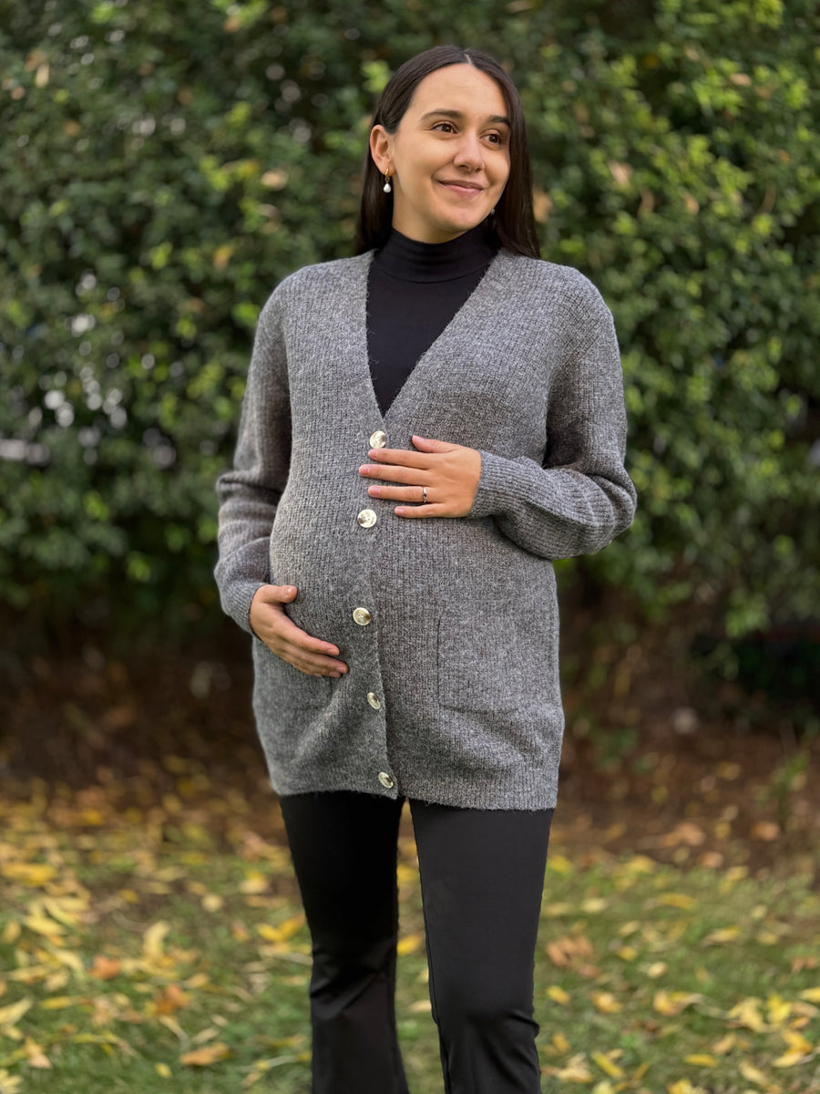 Cardigan maternal Seoul tejido gris marengo