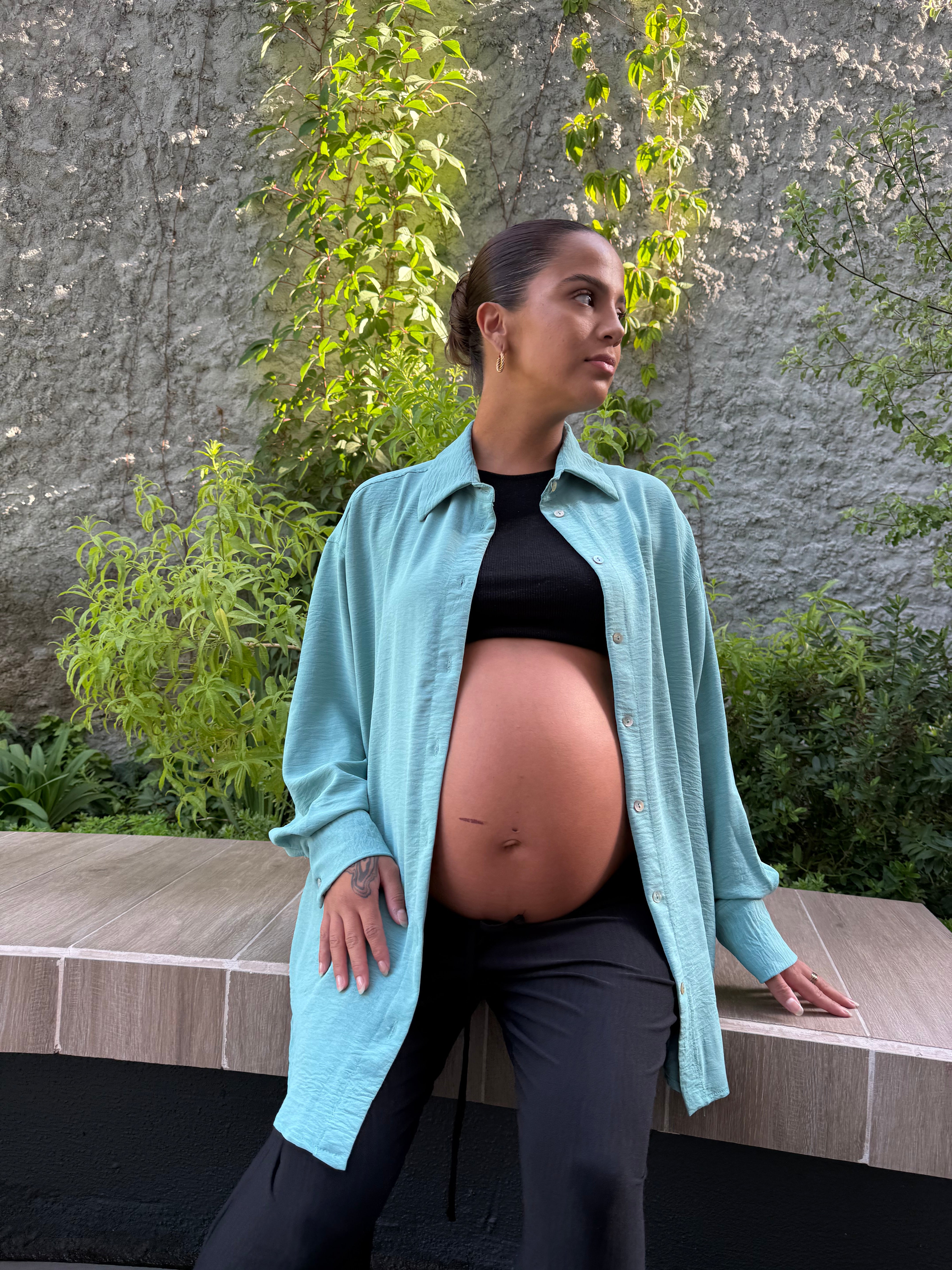 Blusa embarazo y lactancia Mallorca verde Imagen principal del producto