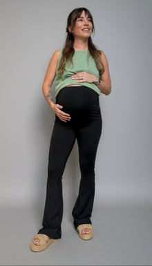 Calza maternal flare suplex negra opaca