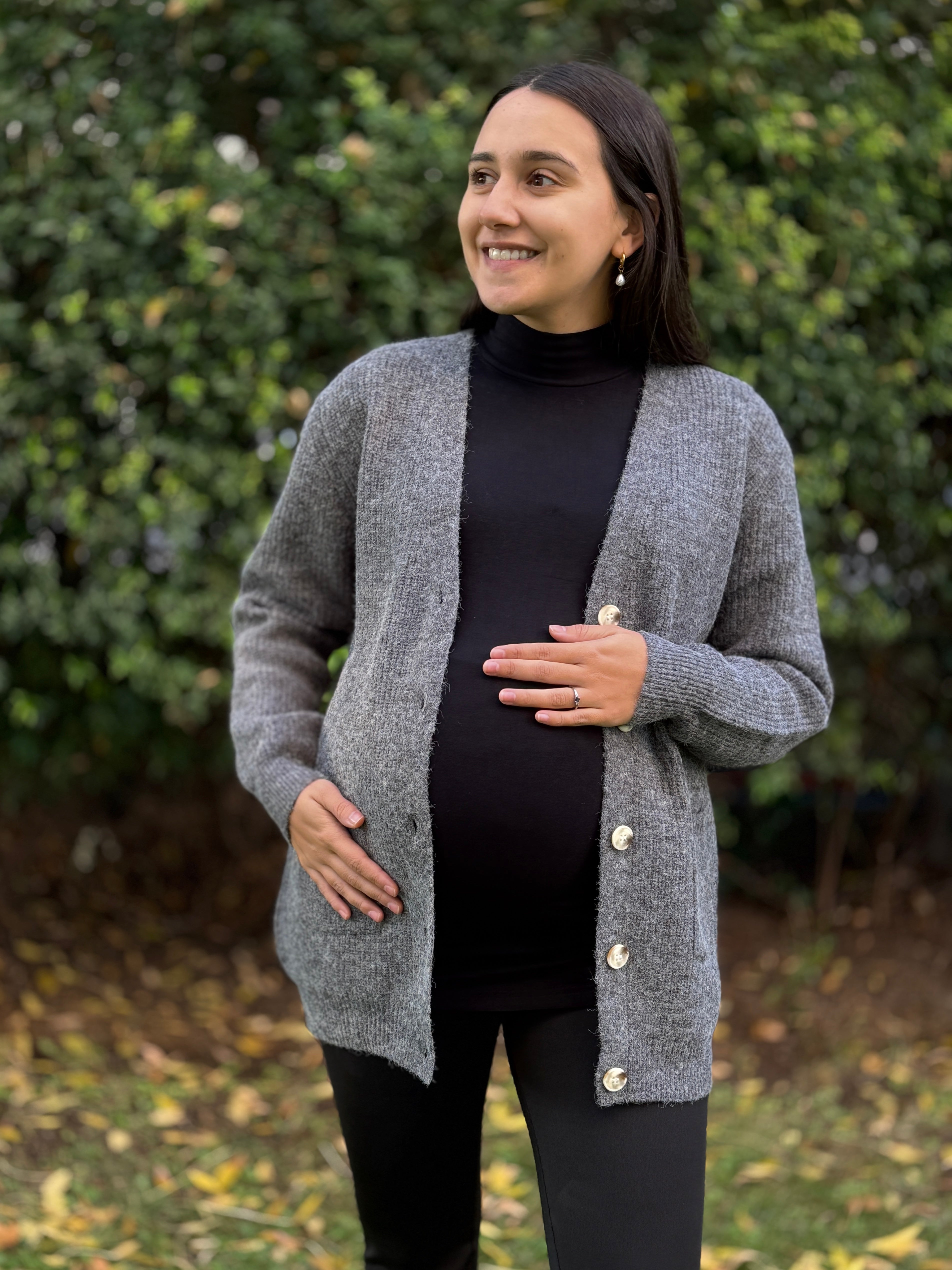 Cardigan maternal Seoul tejido gris marengo Imagen secundaria del producto