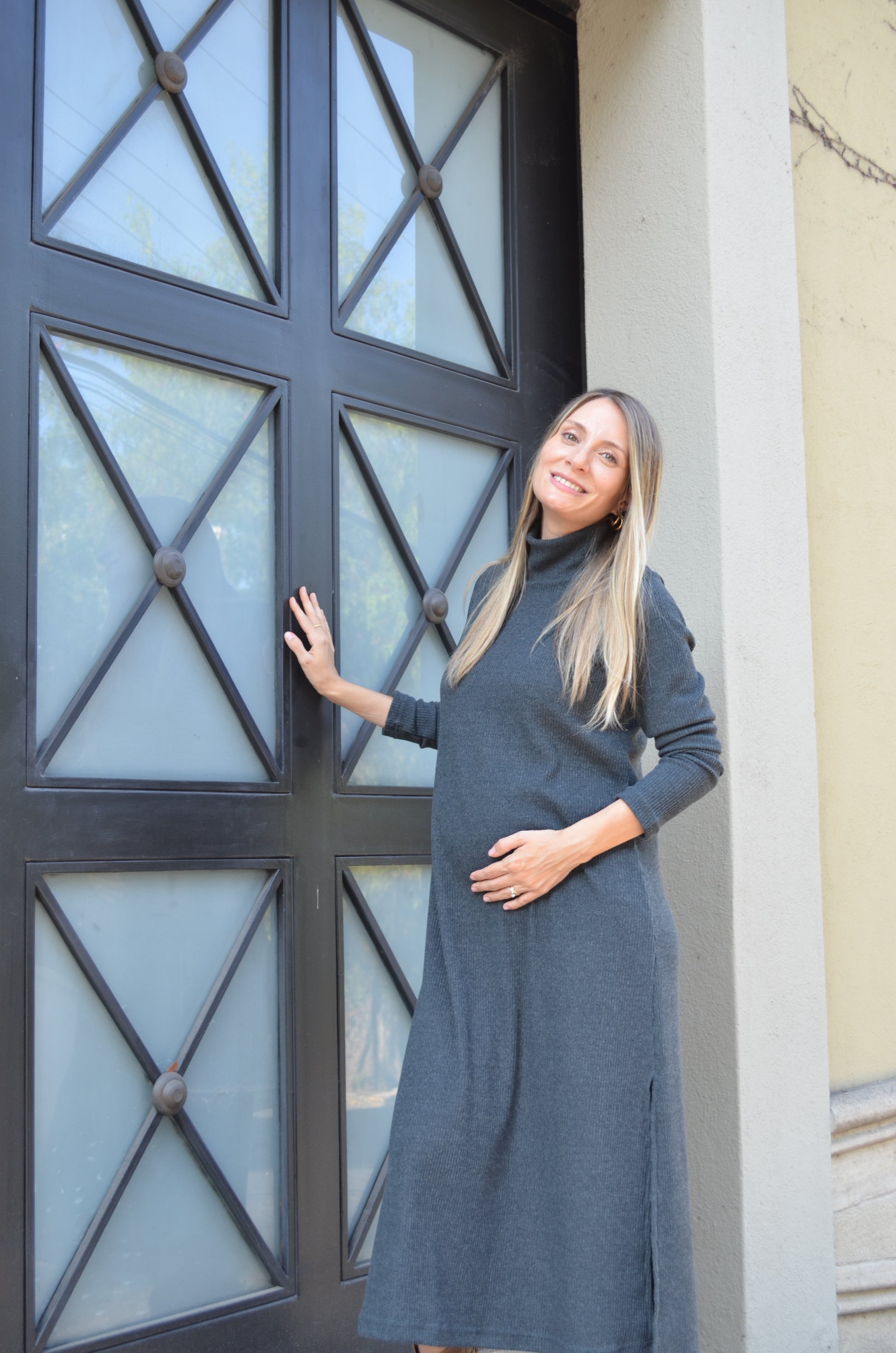 Vestido maternal Nisa lanilla gris marengo