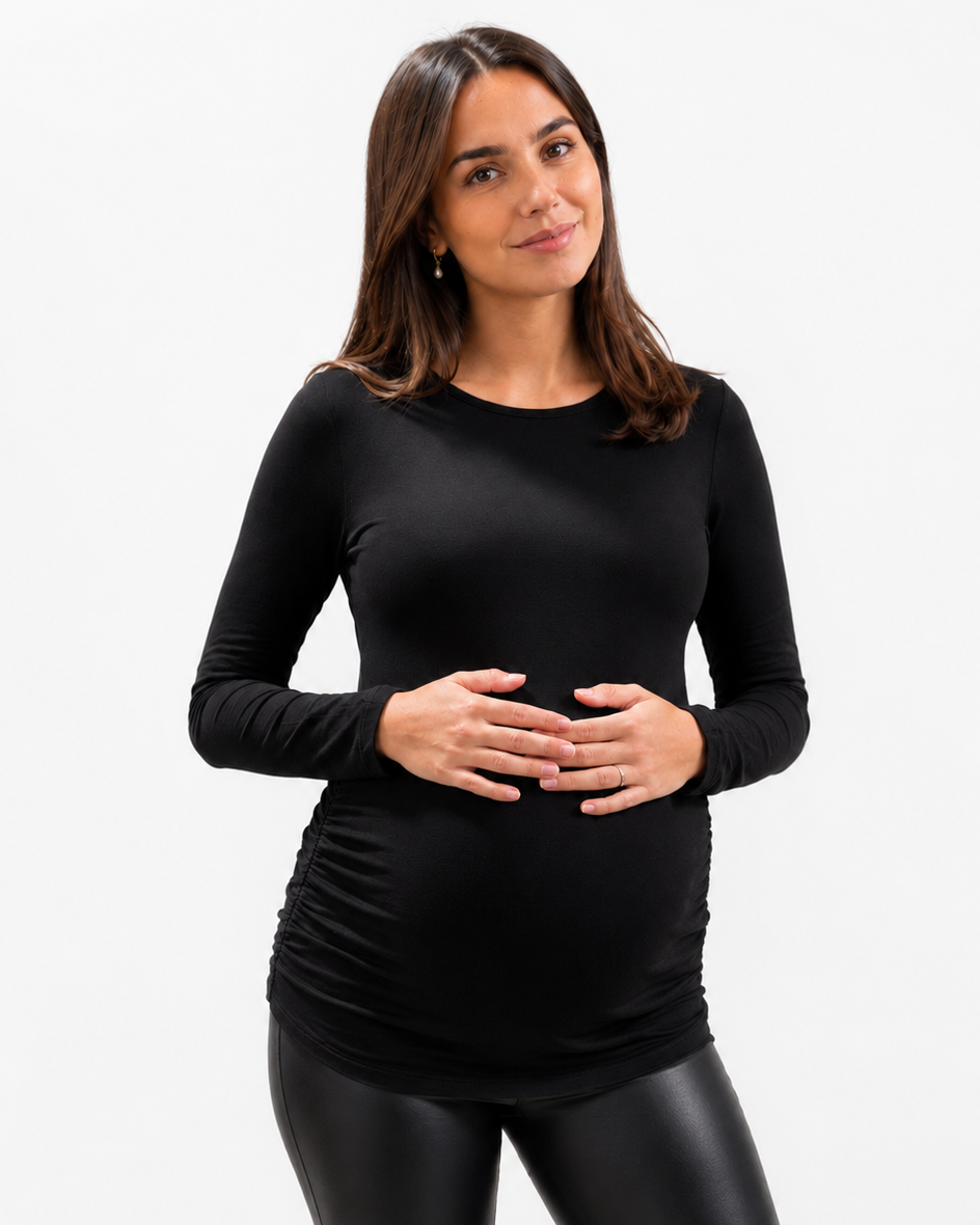 Polera maternal Mom manga larga negra