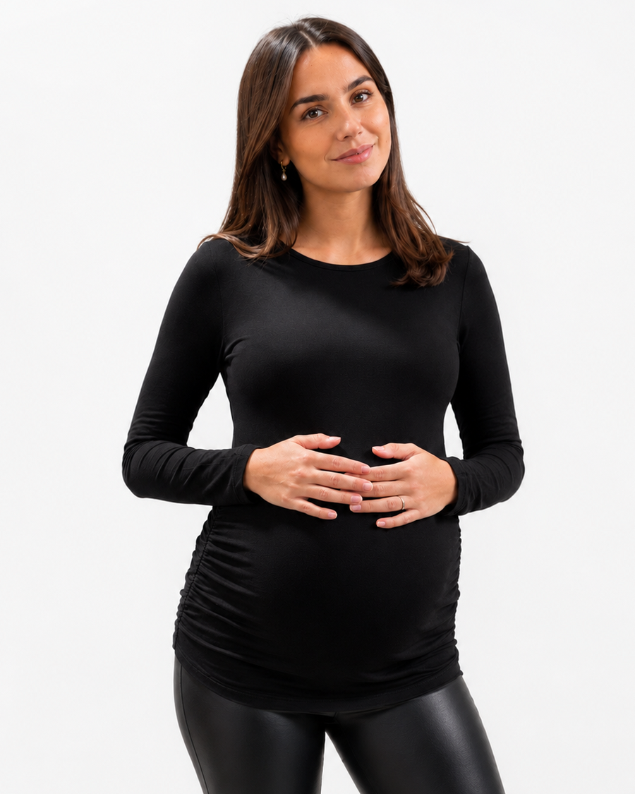 Polera maternal Mom manga larga negra