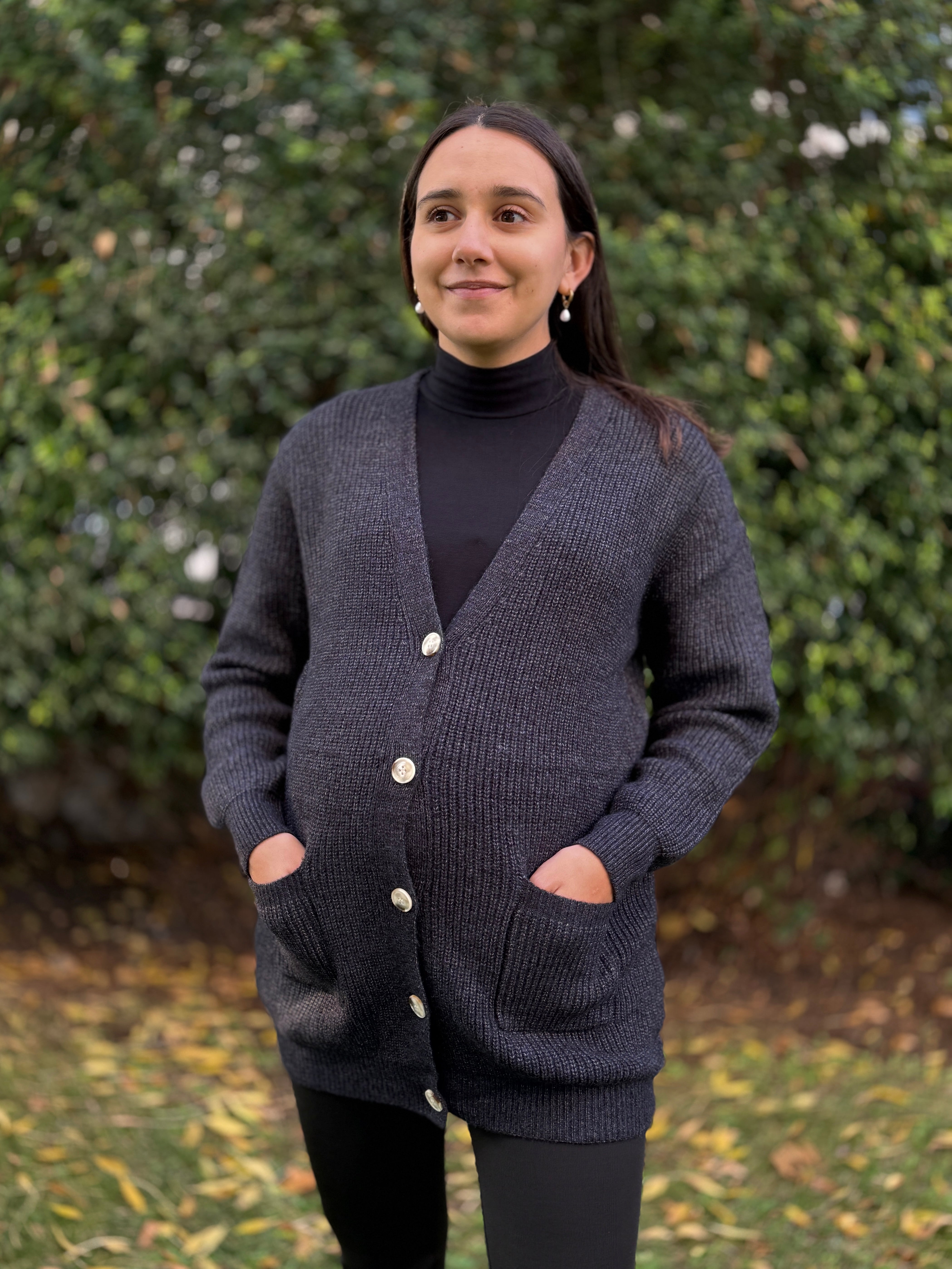 Cardigan maternal Seoul tejido azul marino Imagen secundaria del producto
