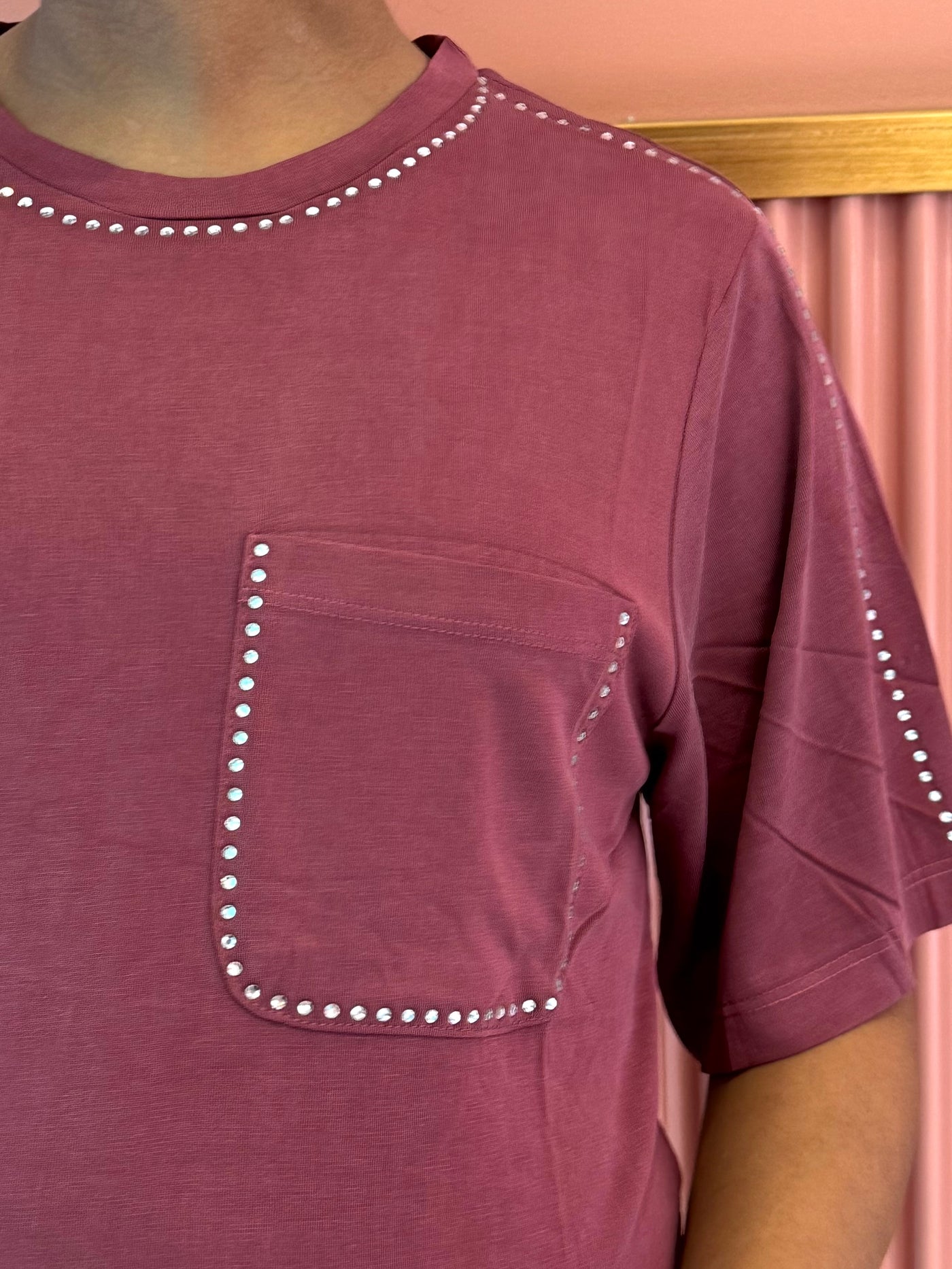 Polera maternal Zúrich con strass, rosa rubor