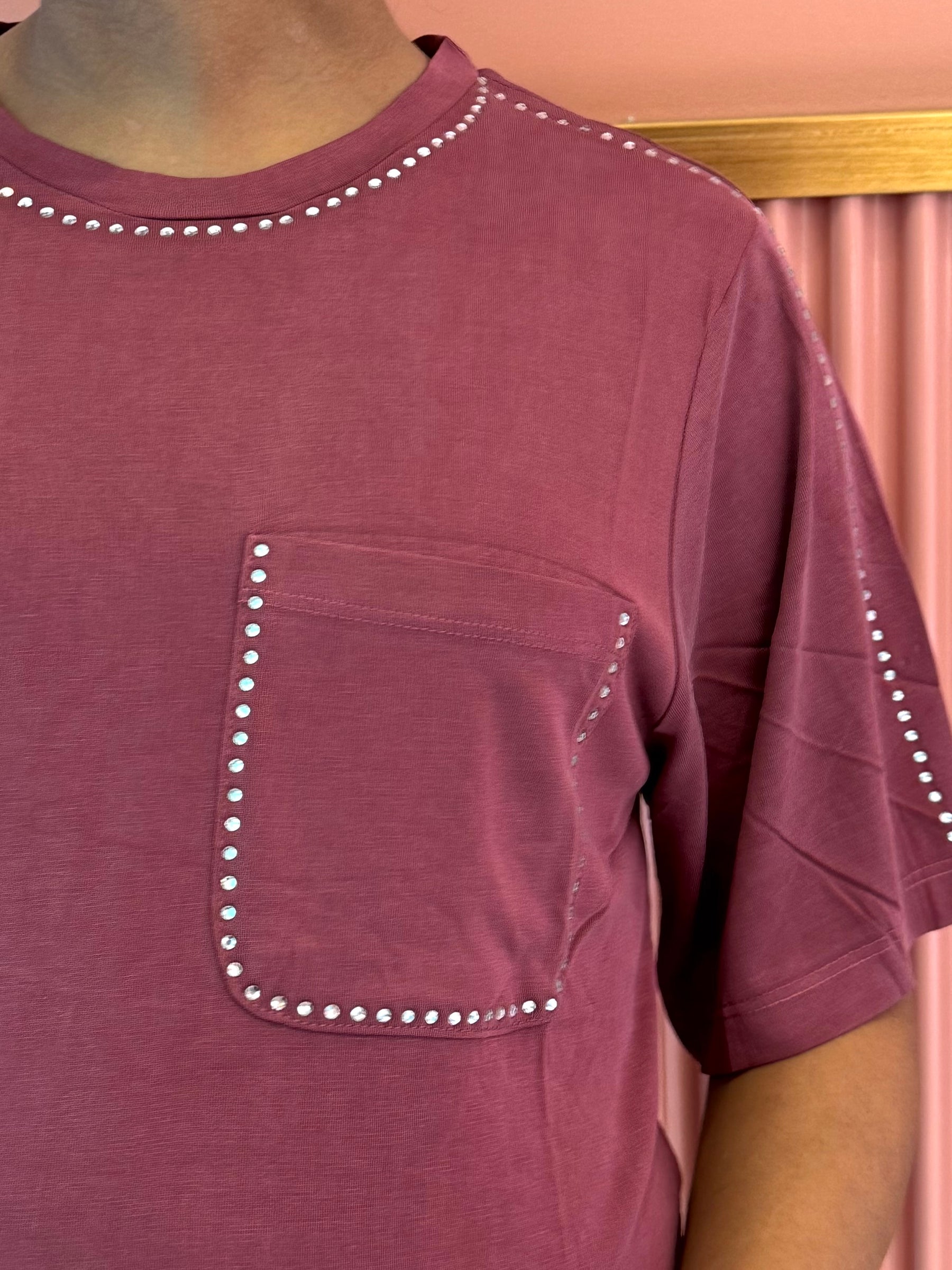 Polera maternal Zúrich con strass, rosa rubor