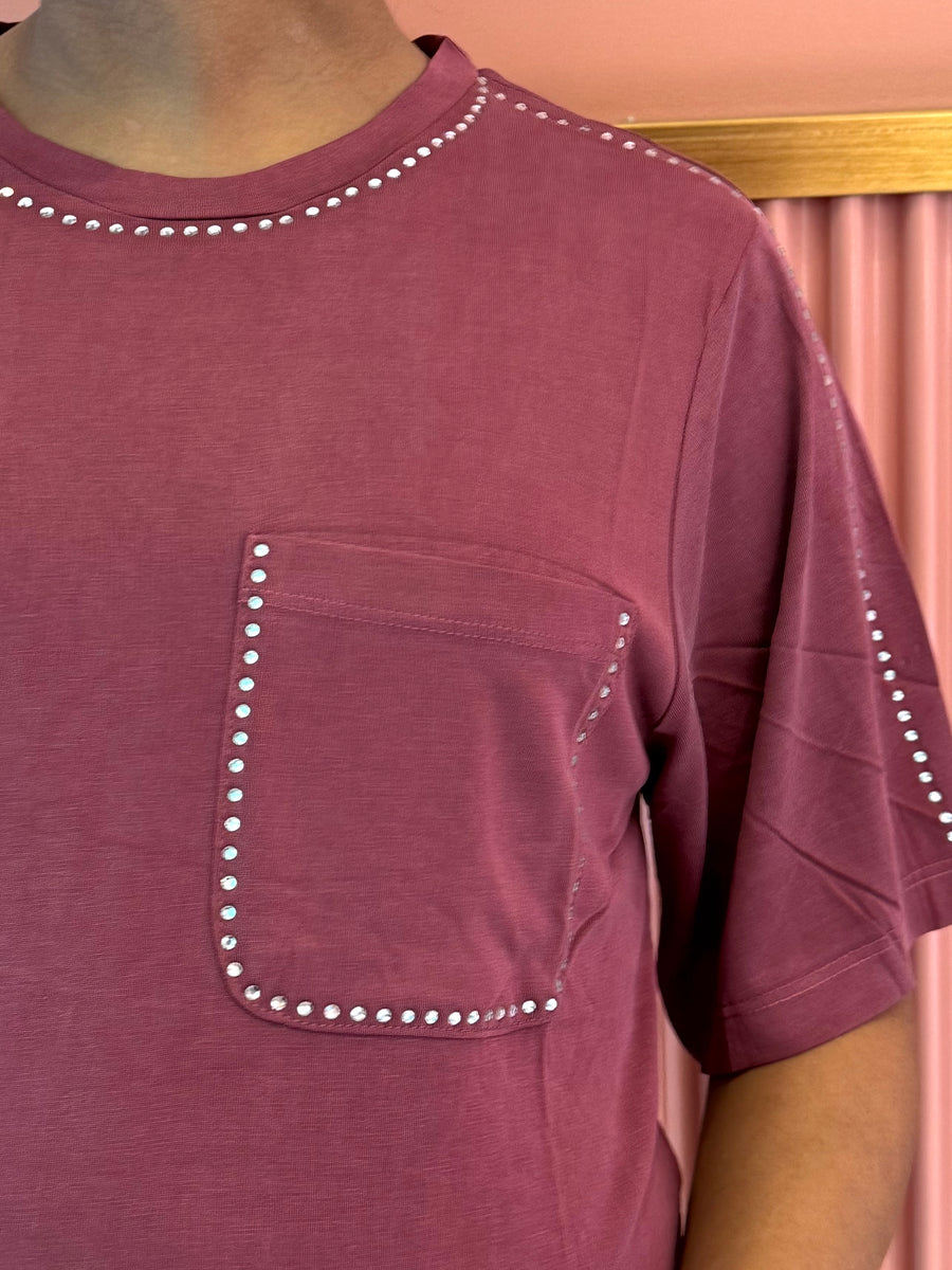 Polera maternal Zúrich con strass, rosa rubor