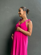 Vestido maternal embarazo y lactancia Santorini fucsia