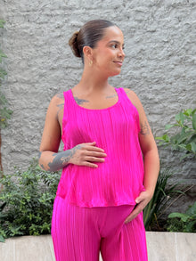 Set maternal plisado fucsia (top mas palazzo)