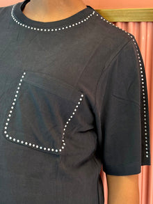 Polera maternal Zúrich con strass, gris marengo
