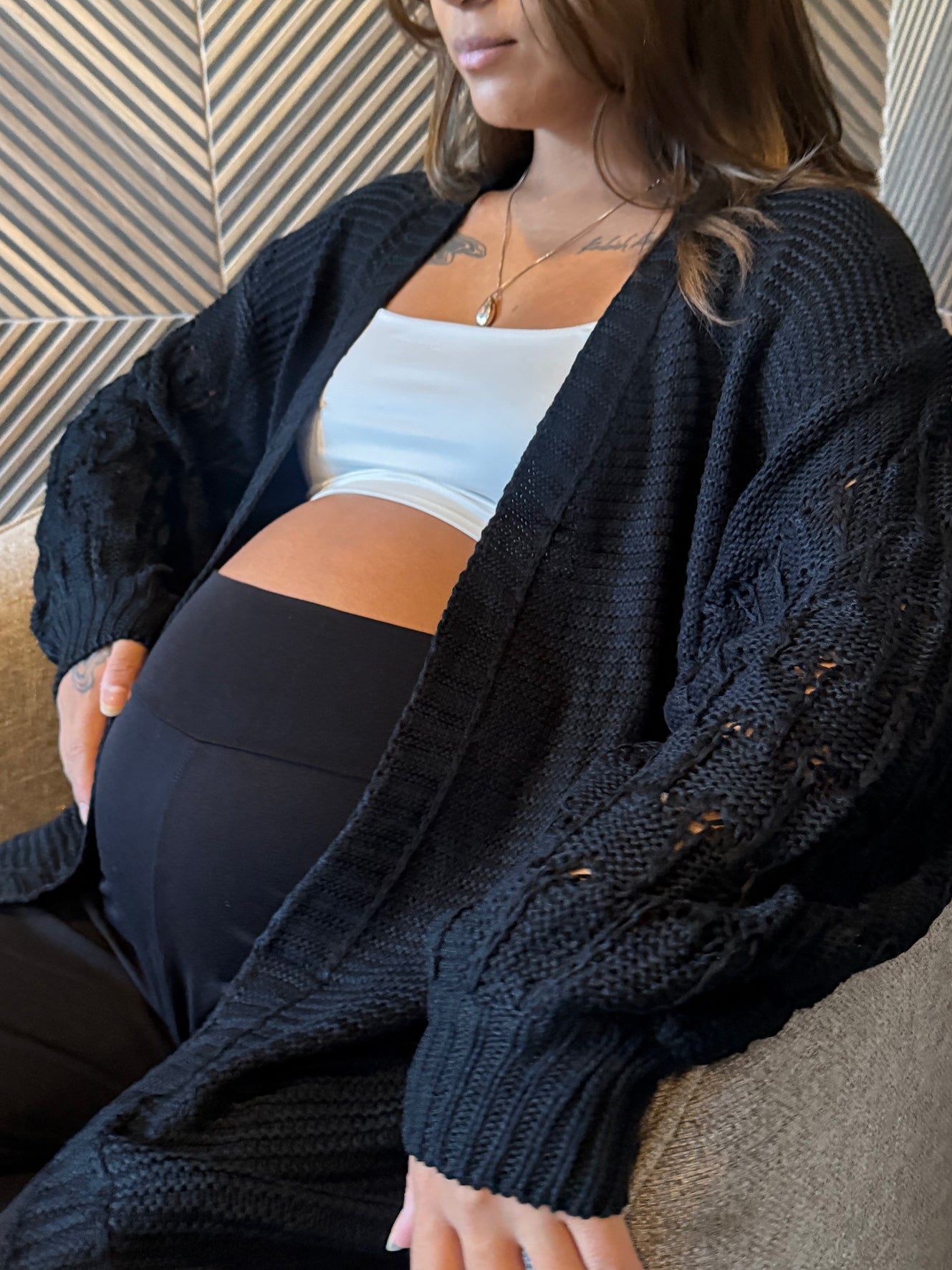 Cárdigan maternal tejido Mallorca negro - Trenda  Imagen principal del producto