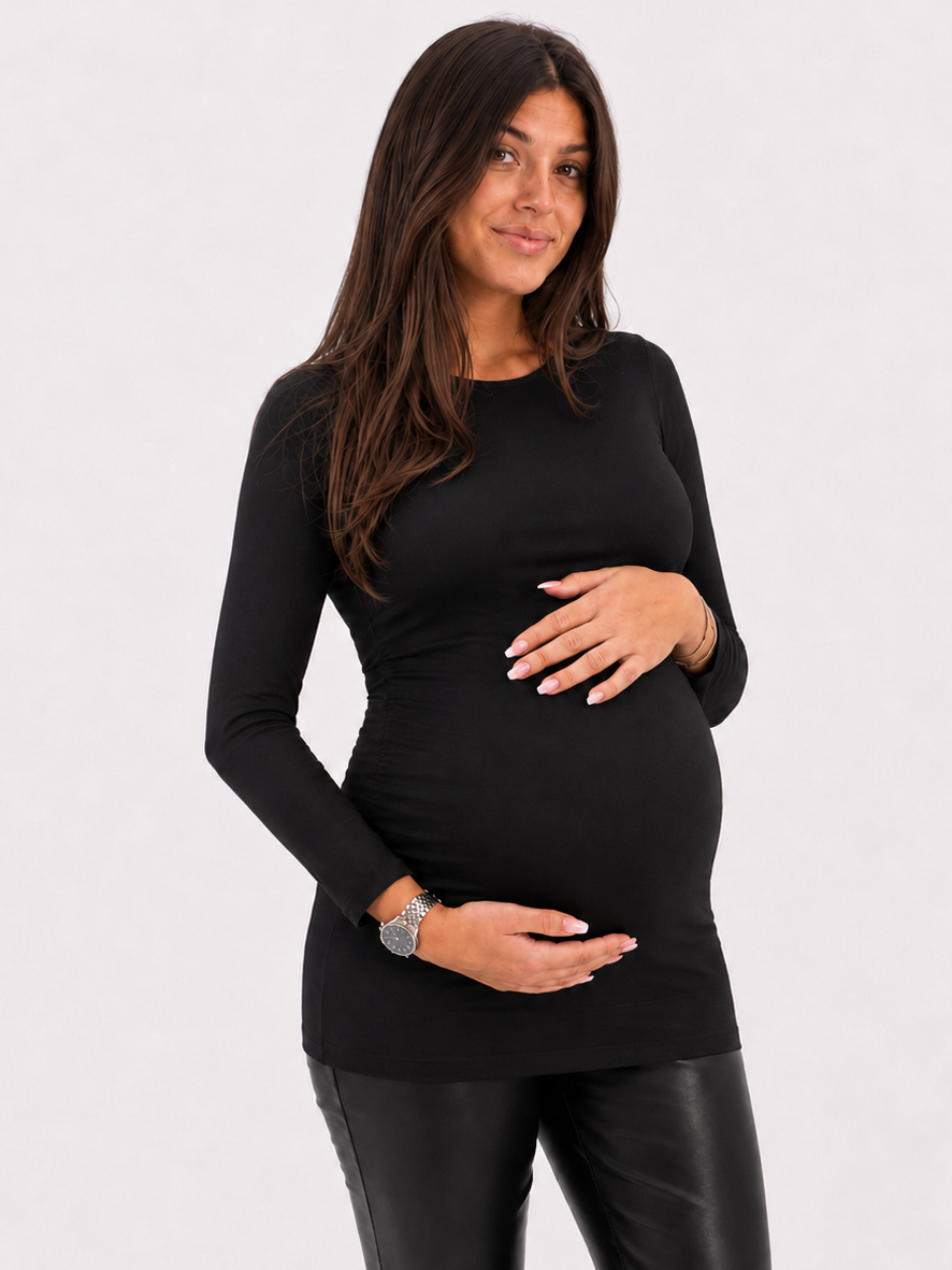 Polera maternal Mom manga larga negra