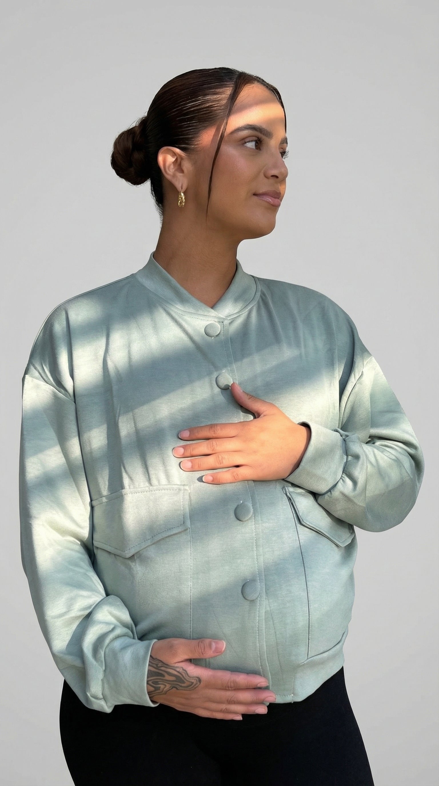 Poleron maternal y lactancia Valencia, verde menta