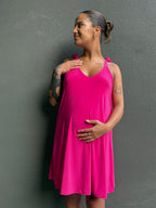 Vestido maternal embarazo y lactancia Santorini fucsia