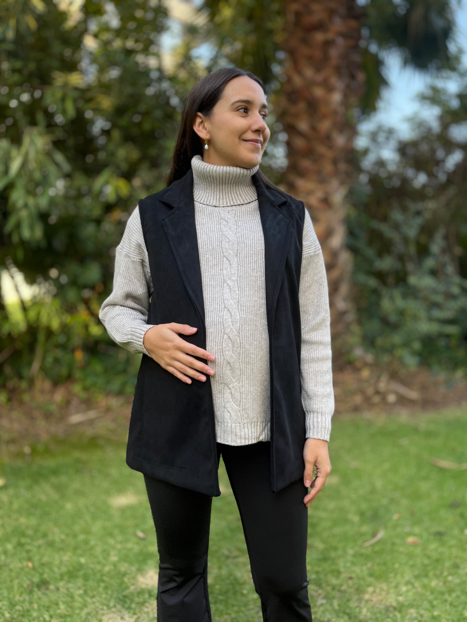 Blazer maternal Sídney gamuza negro