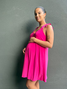 Vestido maternal embarazo y lactancia Santorini fucsia