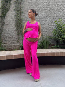 Set maternal plisado fucsia (top mas palazzo)