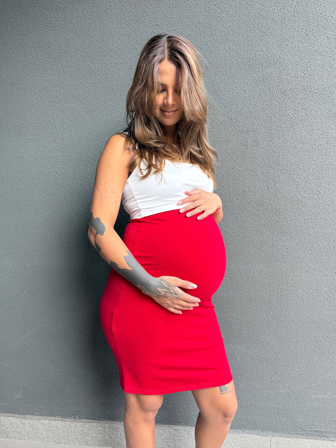 Falda maternal Milán roja - Trenda 