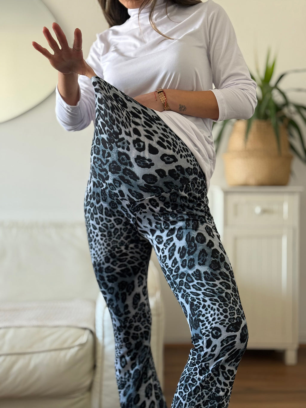 Calza maternal Flare leopardo azul - Trenda 