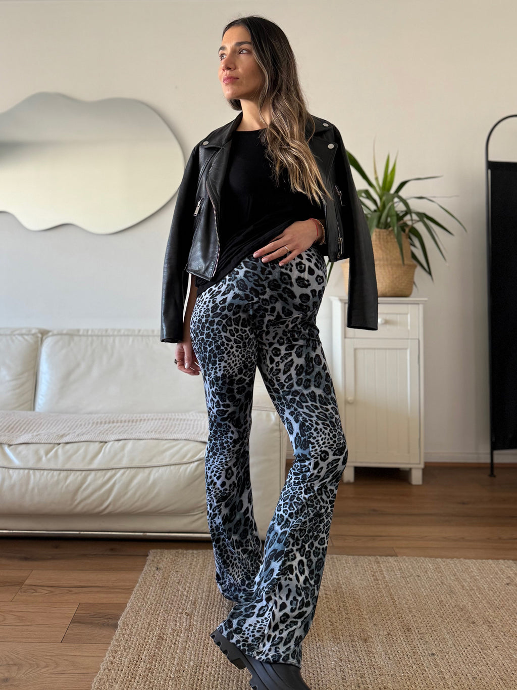 Calza maternal Flare leopardo azul - Trenda 