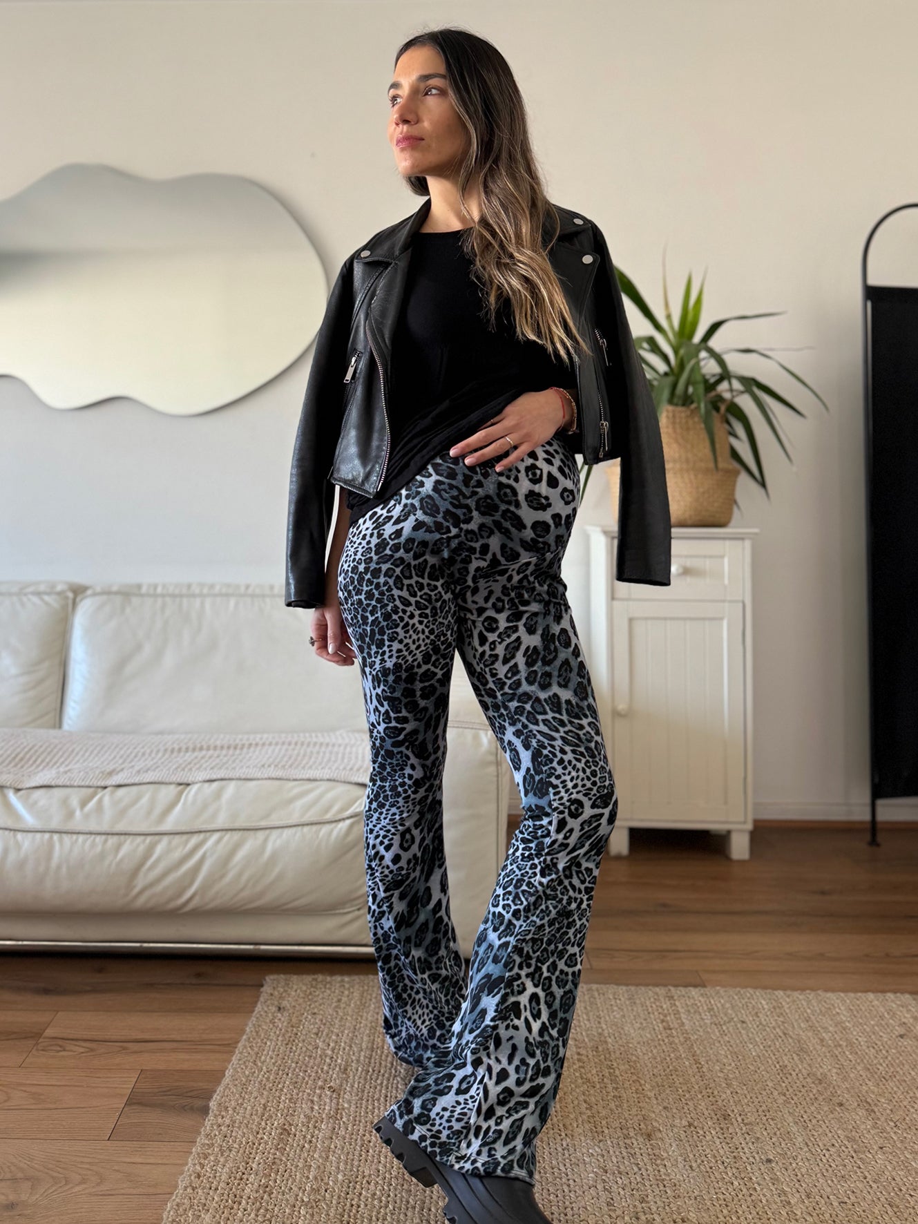 Calza maternal Flare leopardo azul - Trenda 