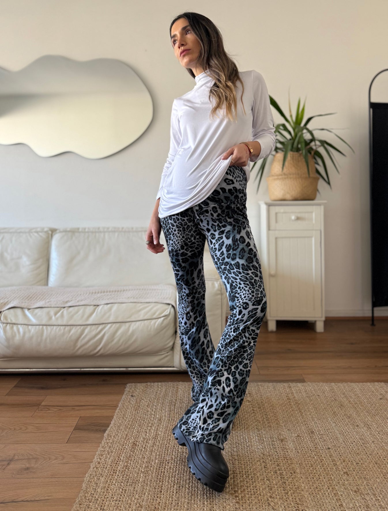Calza maternal Flare leopardo azul - Trenda 