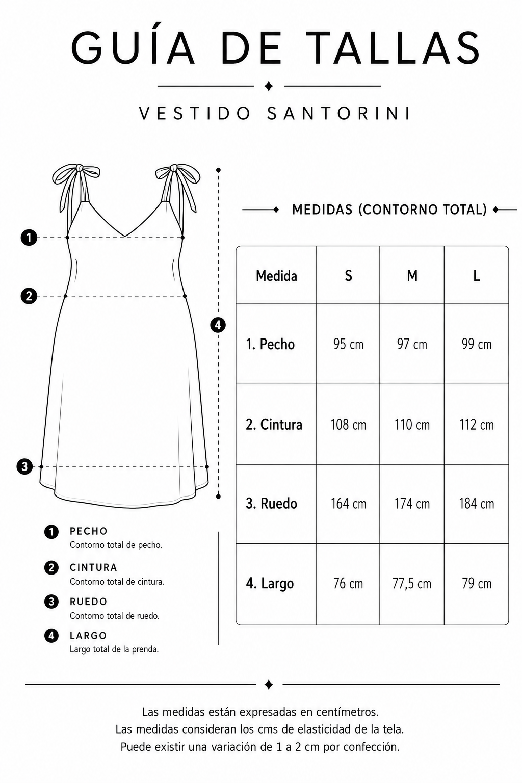 Guia de talla vestido Santorin