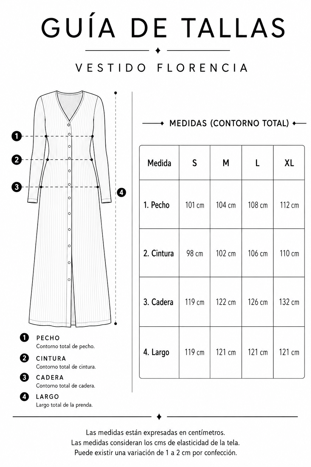  Guia de tallas vestido Florencia