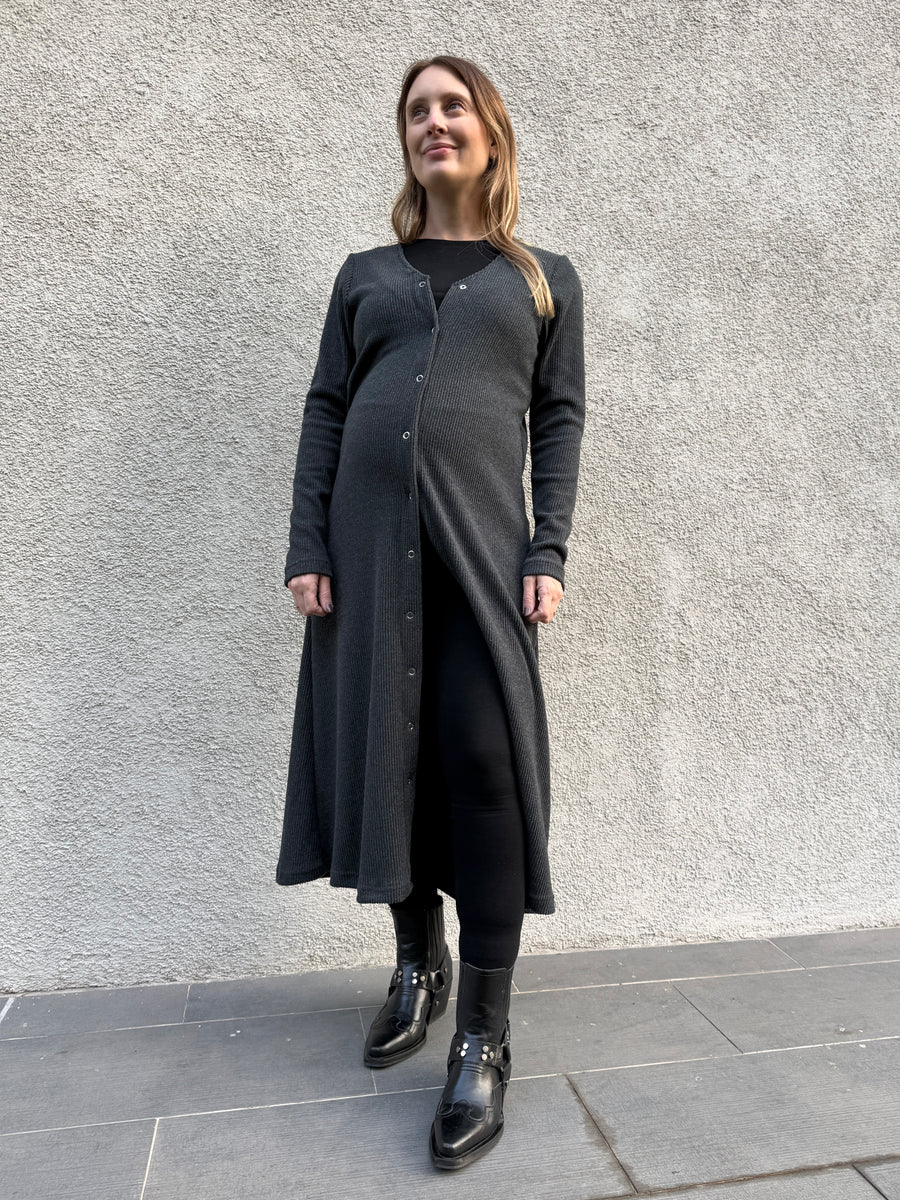 Vestido-Tapado maternal y lactancia Florencia, Gris Marengo