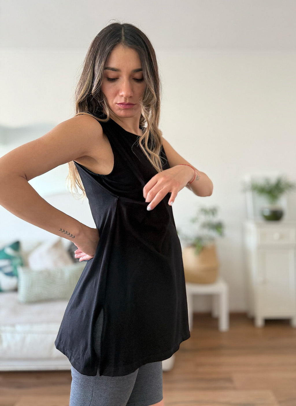 Polera maternal y lactancia Praga negra - Trenda 