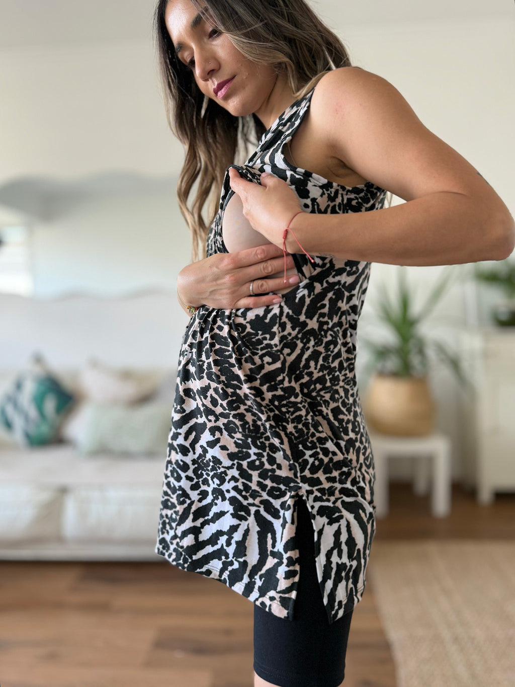 Polera maternal y lactancia PRAGA animal print - Trenda 