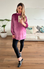 Poleron oversize London terciopelo magenta - Trenda 