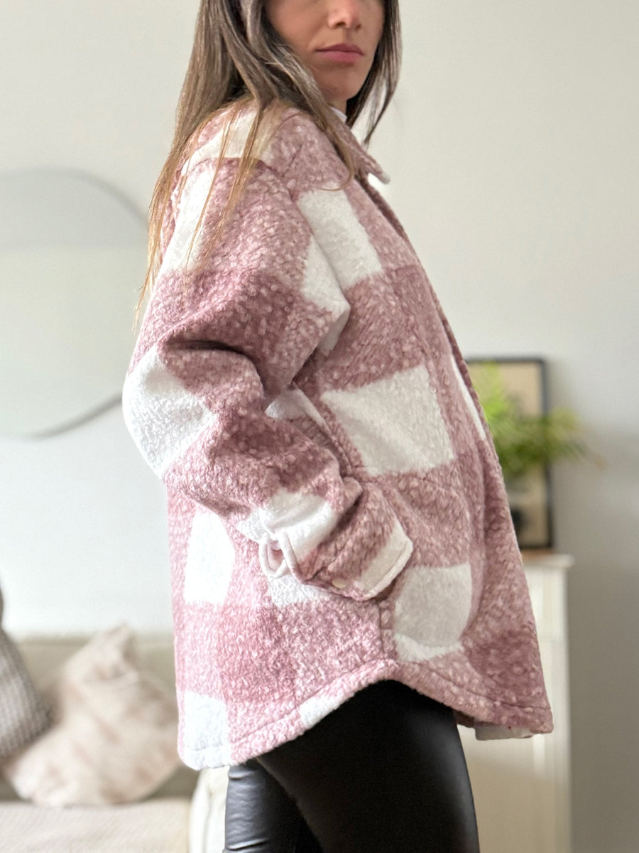 Chaquetón OSLO escocés rosa - Trenda 