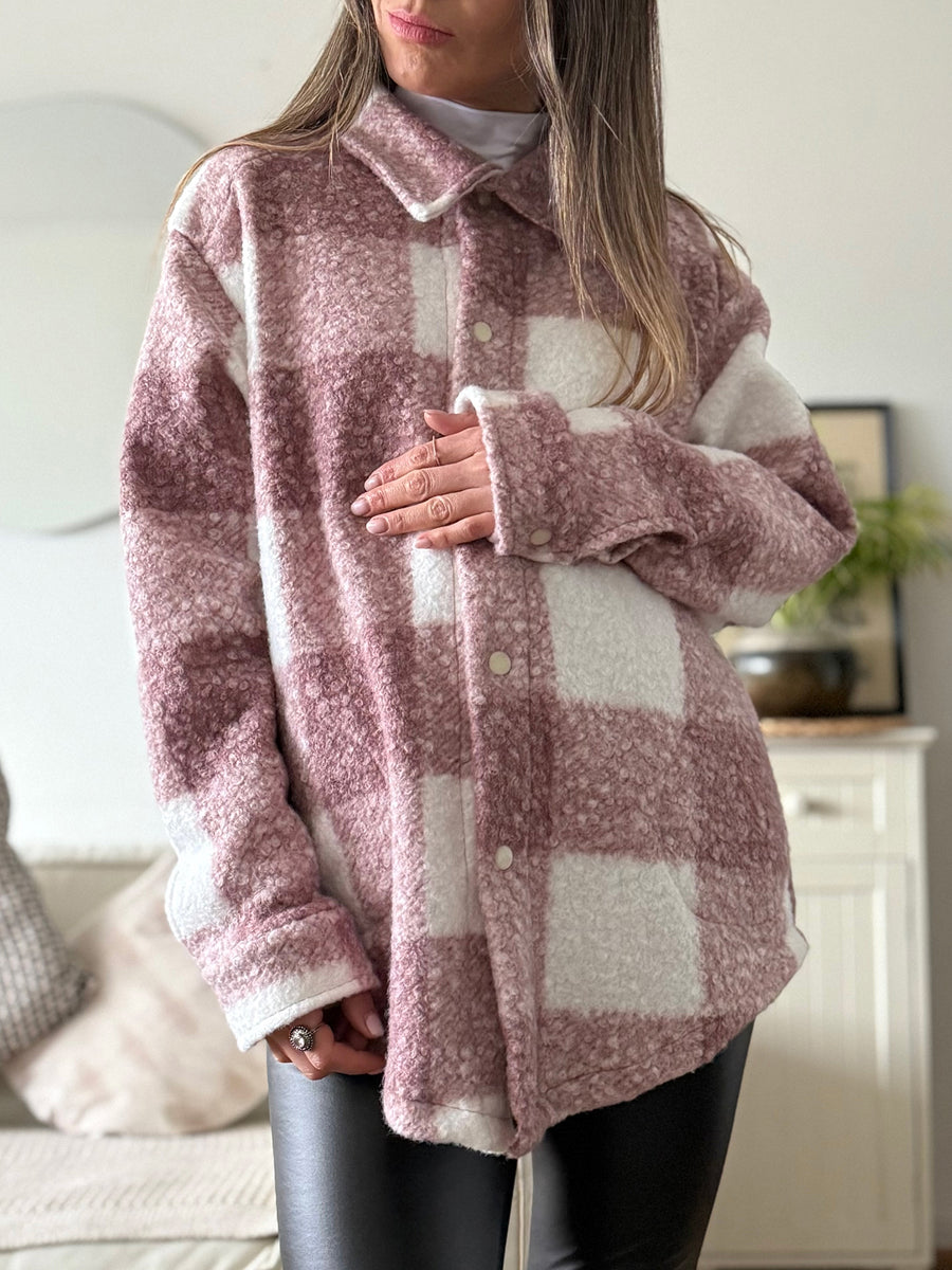 Chaquetón OSLO escocés rosa - Trenda 