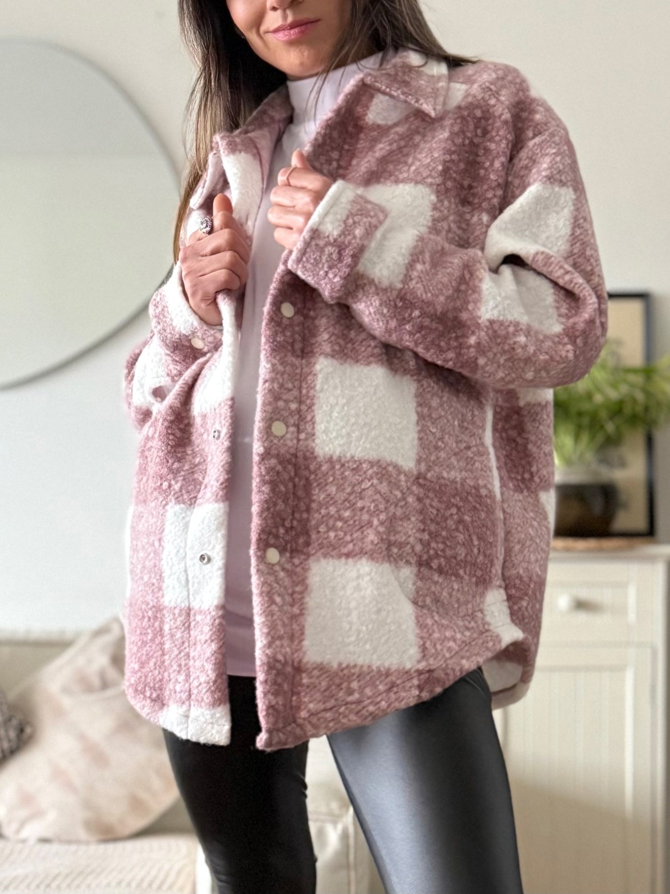 Chaquetón OSLO escocés rosa - Trenda  Imagen principal del producto