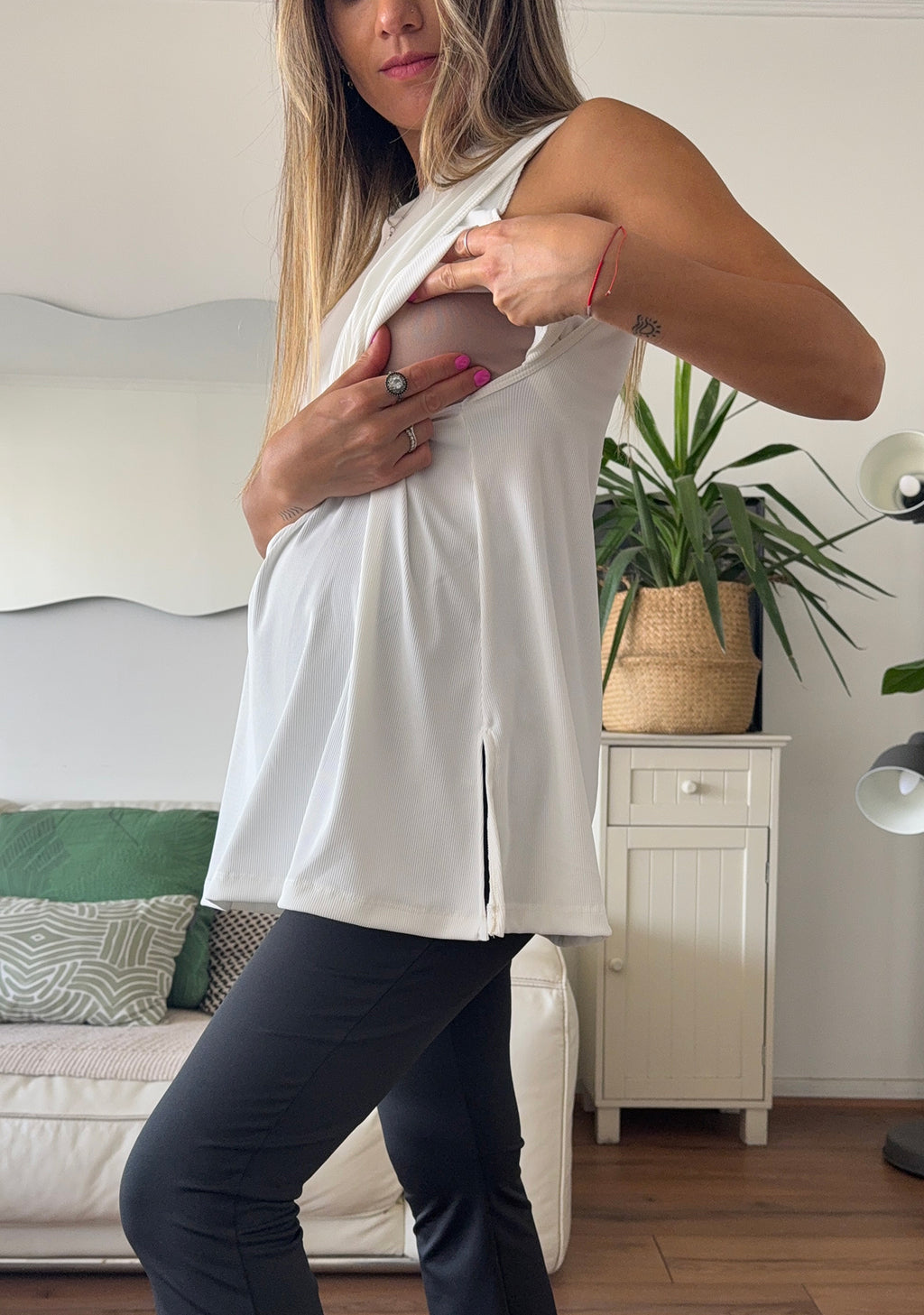 Polera maternal y lactancia PRAGA blanca - Trenda 