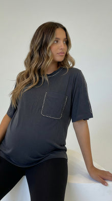 Polera maternal Zúrich con strass, gris marengo
