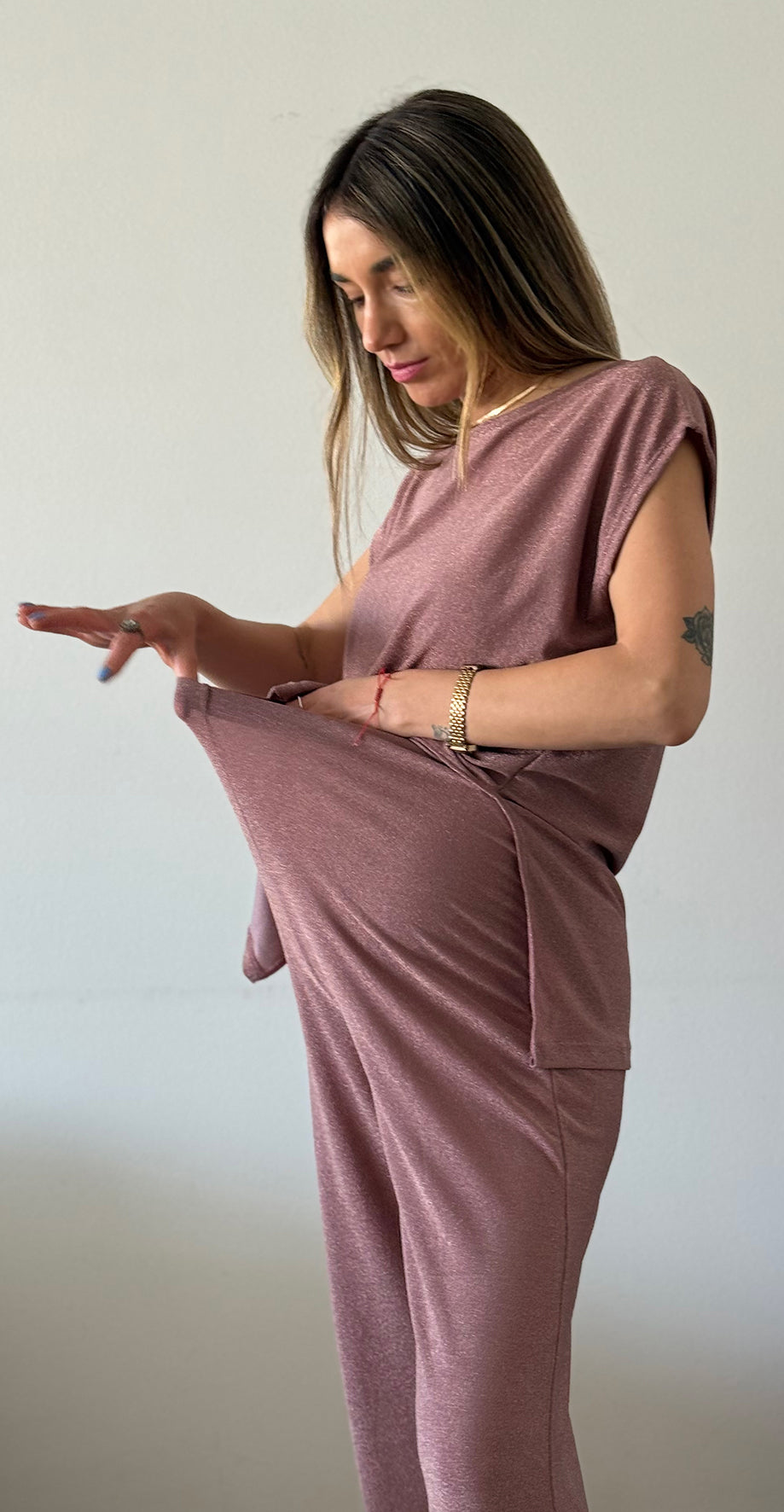 Set ATENAS (palazzo mas POLERA) palo rosa - Trenda 