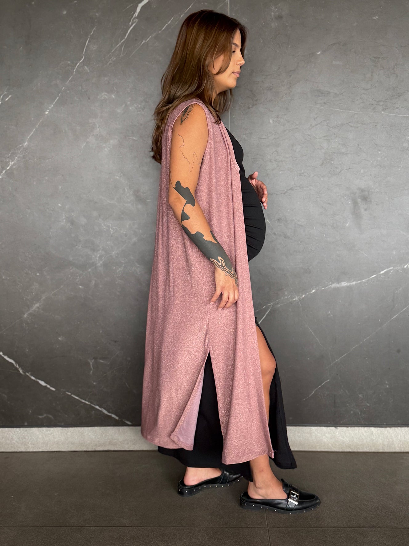 Tapado Mónaco lycra lurex palo rosa - Trenda 