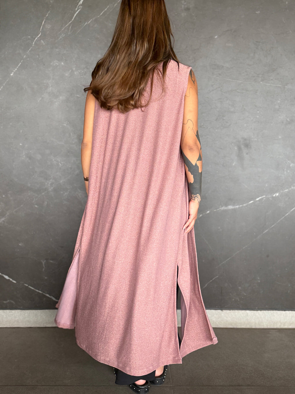 Tapado Mónaco lycra lurex palo rosa - Trenda 