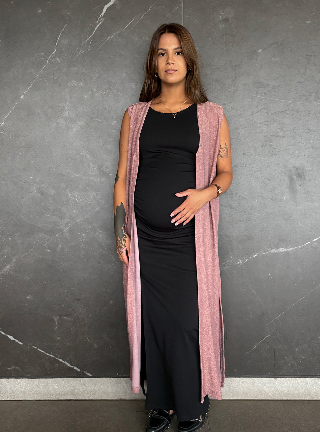 Tapado Mónaco lycra lurex palo rosa - Trenda 