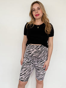 Calza Biker maternal animal print cebra - Trenda 