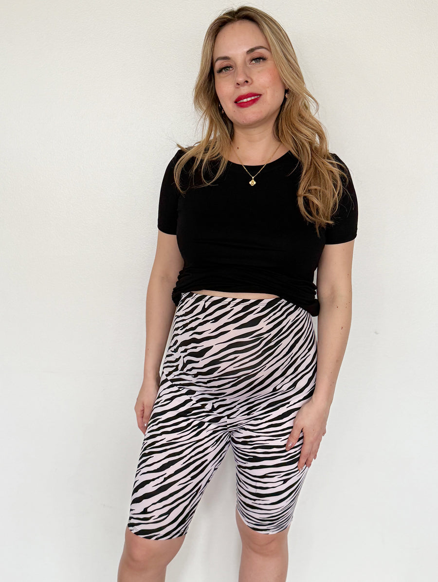 Calza Biker maternal animal print cebra - Trenda 
