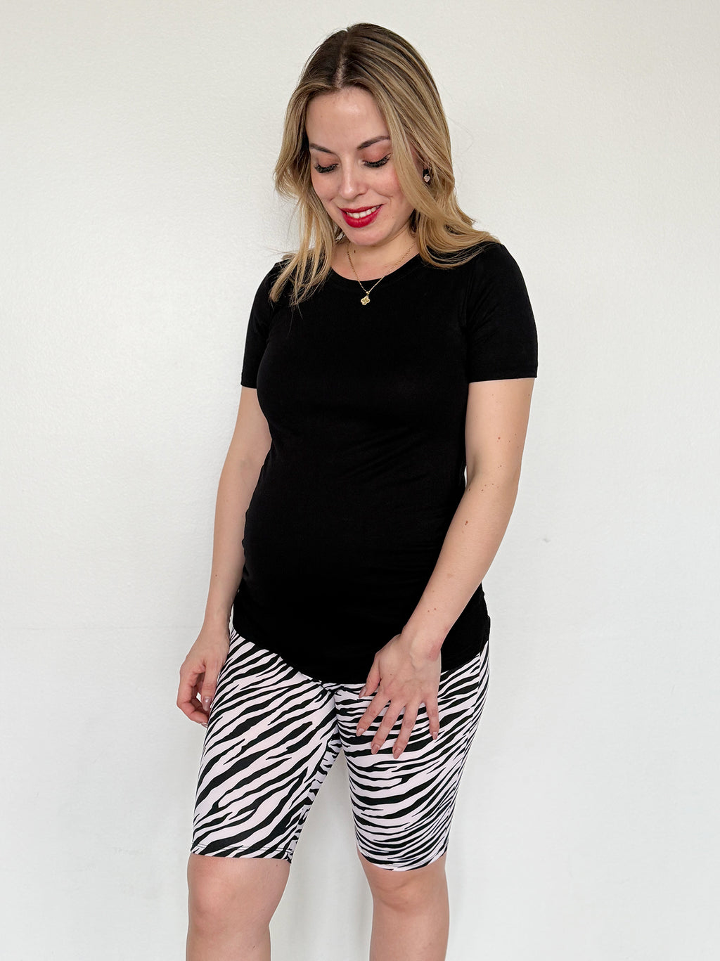 Calza Biker maternal animal print cebra - Trenda 