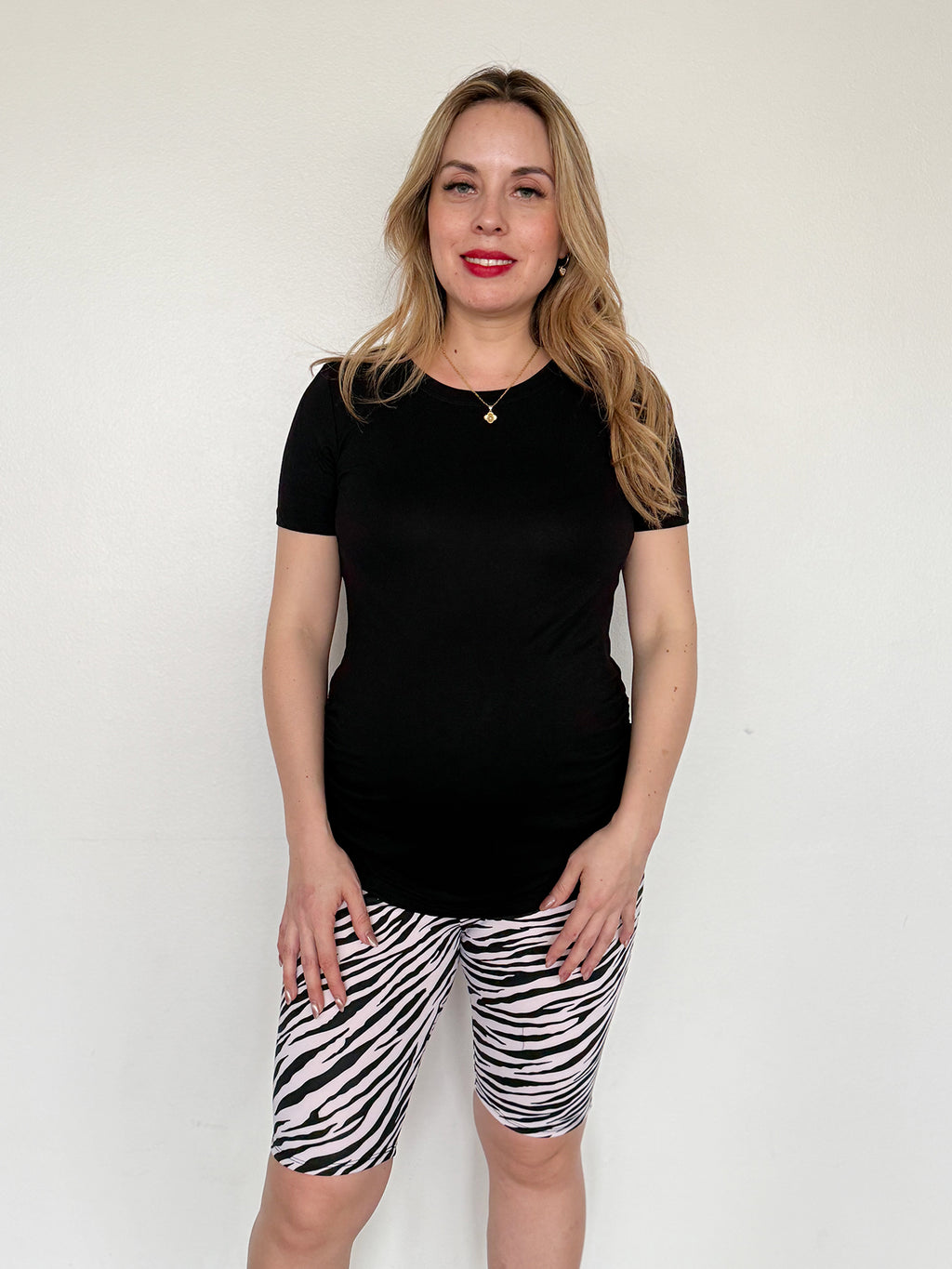 Calza Biker maternal animal print cebra - Trenda 