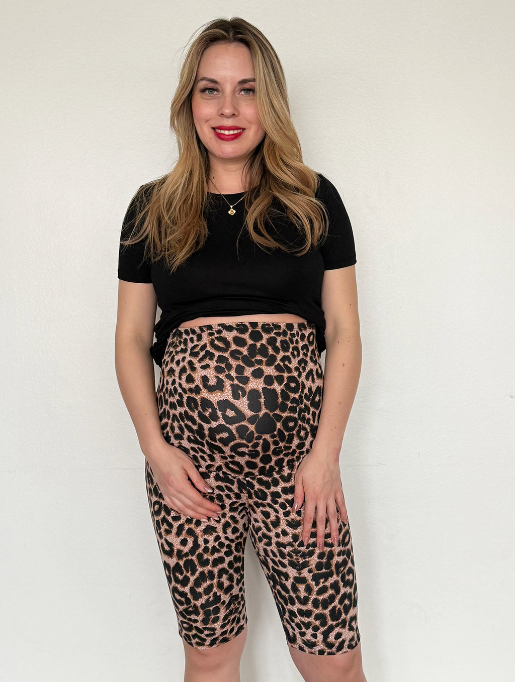 Calza Biker maternal animal print leopardo café - Trenda 