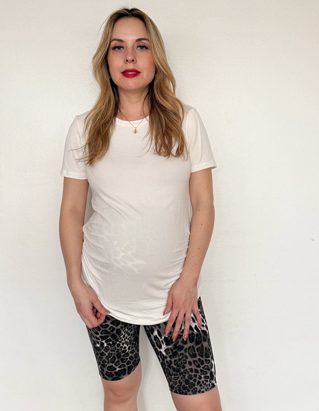 Calza Biker maternal animal print leopardo gris - Trenda 