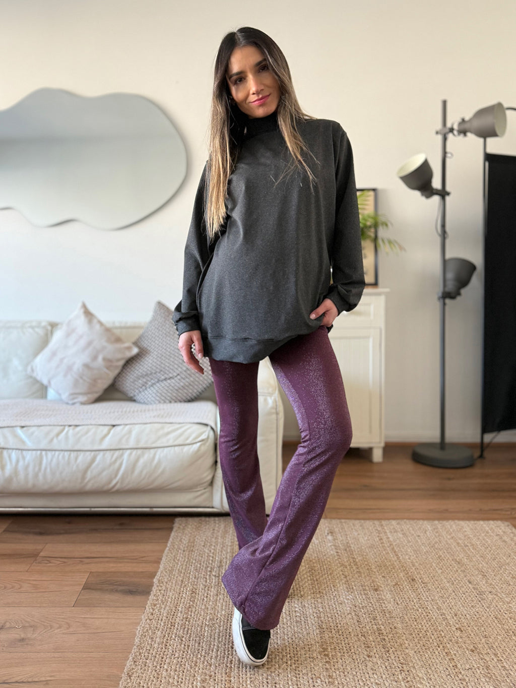 Calza maternal Flare berry lycra lurex - Trenda 