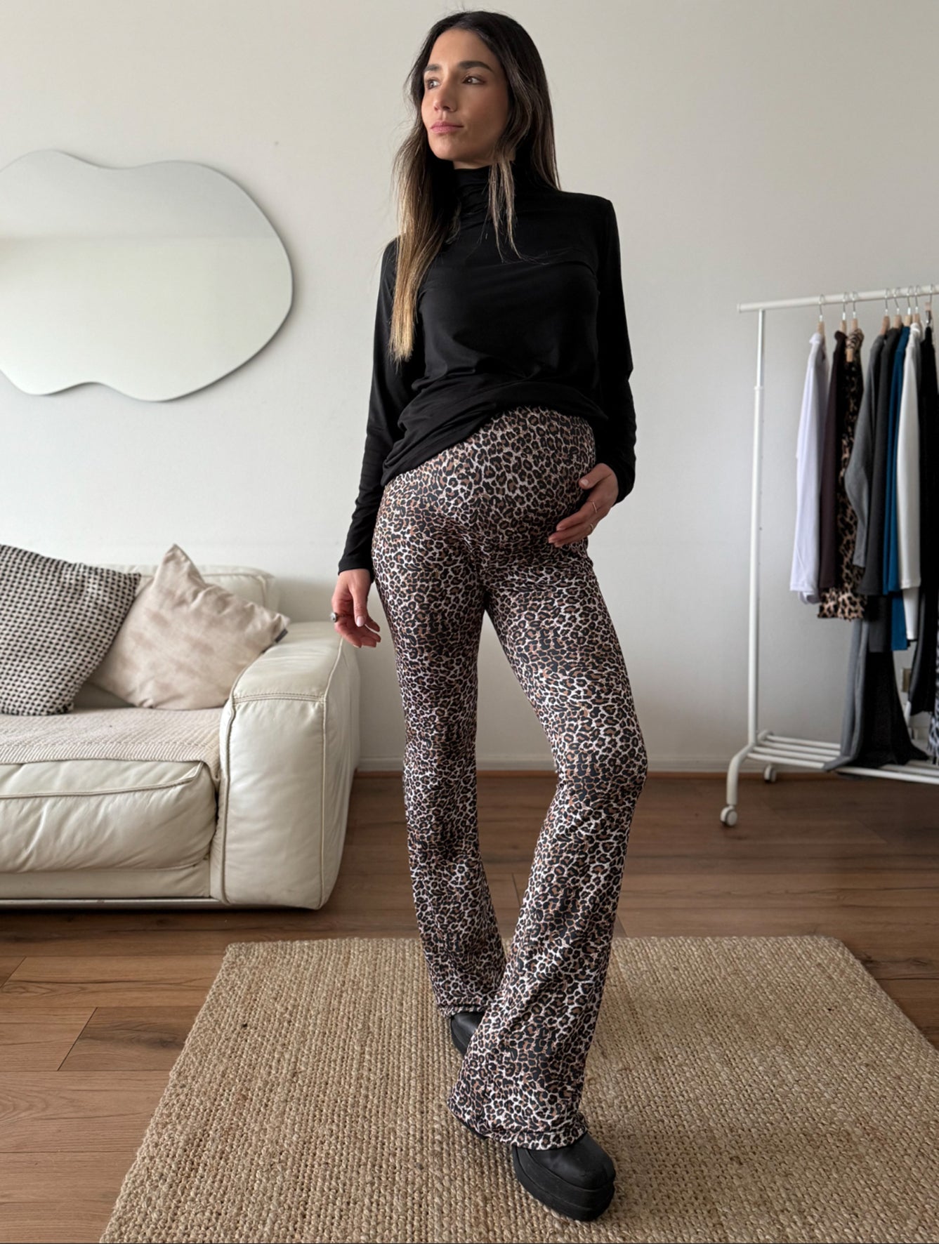 Calza maternal flare leopardo beige - Trenda  Imagen principal del producto