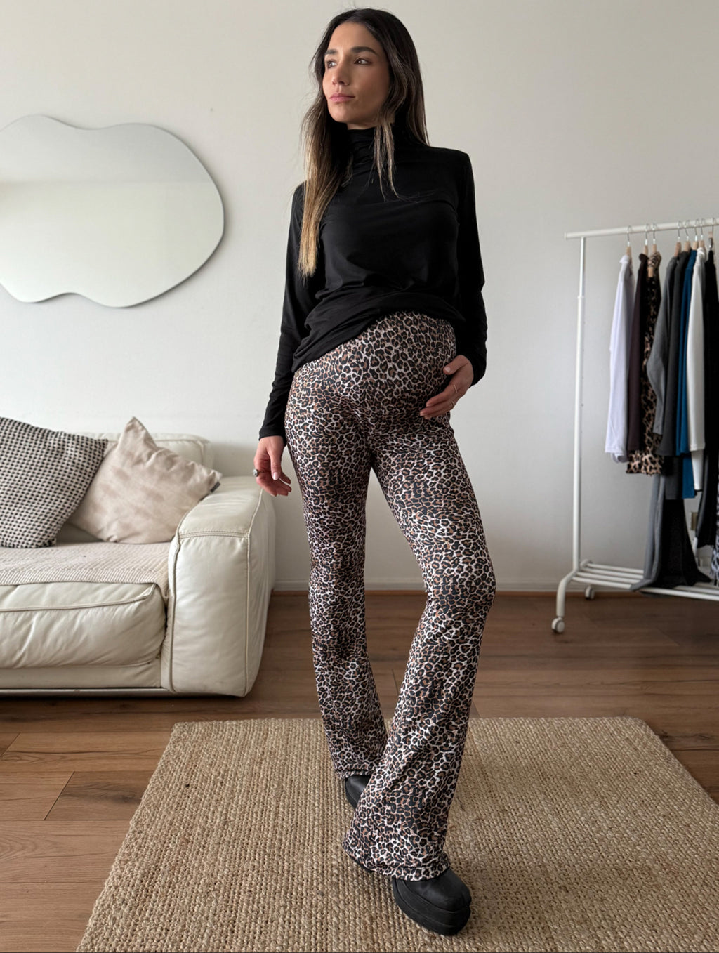 Calza maternal flare leopardo beige - Trenda 